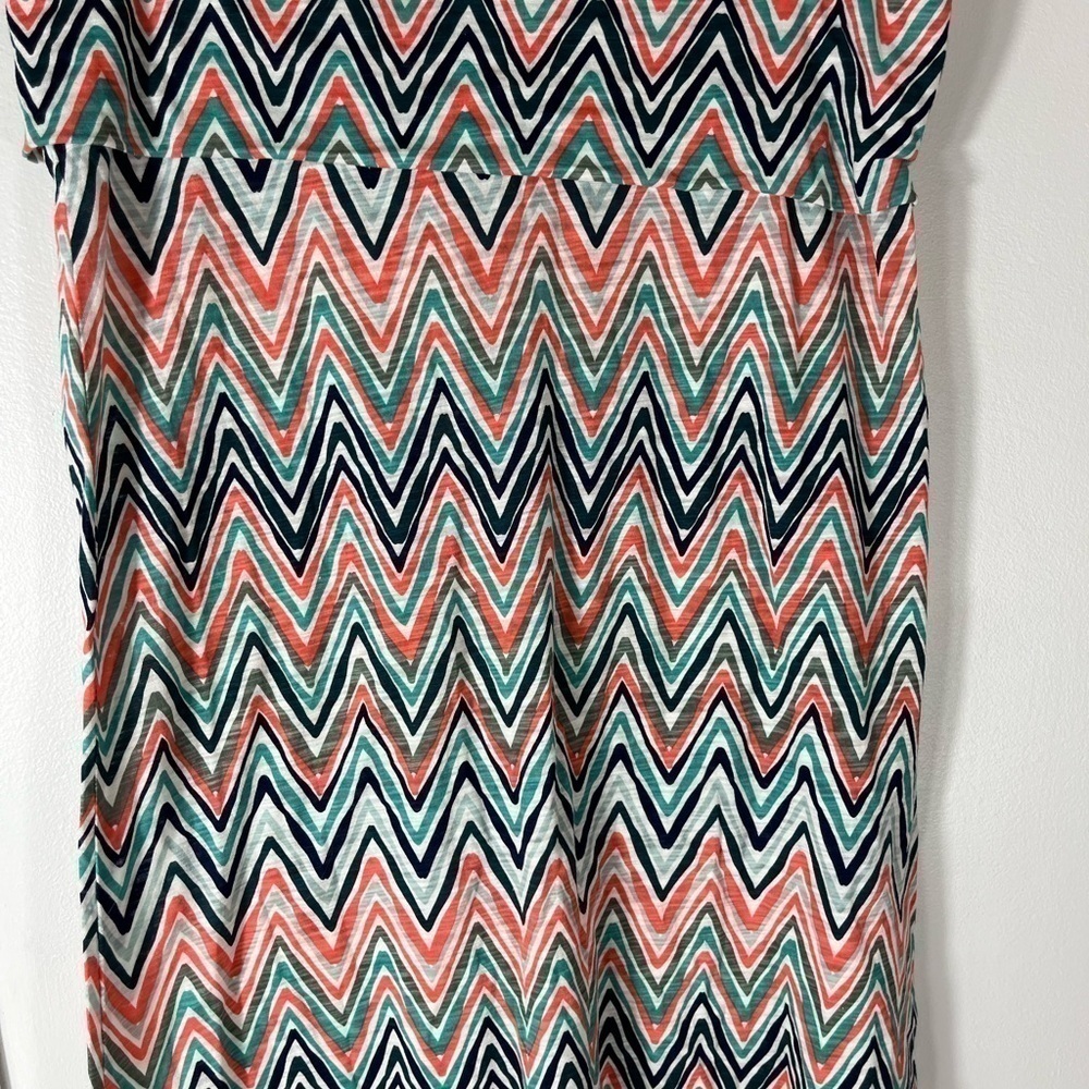 ROXY Womens Size XL Chevron Colourful MIDI Length Roll Too Waistband Skirt Beach - Picture 2 of 9